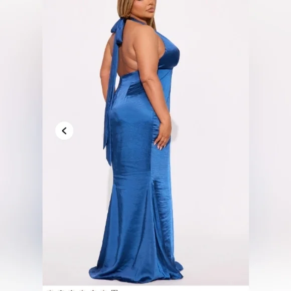 Navy/Sapphire Halter Backless Dress - Picture 6 of 6